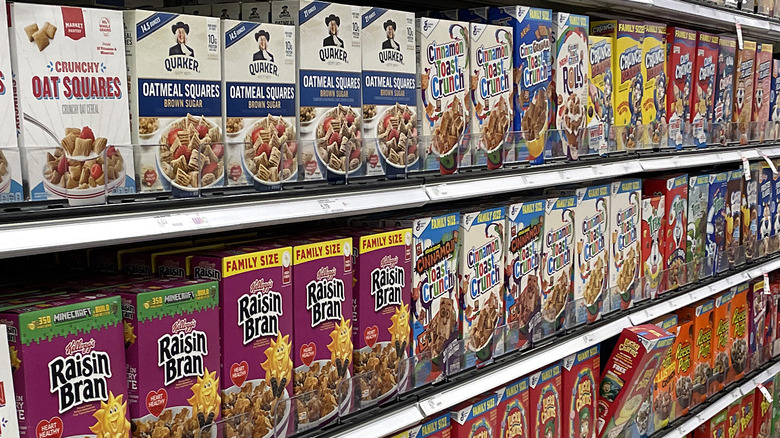 Grocery store cereal aisle