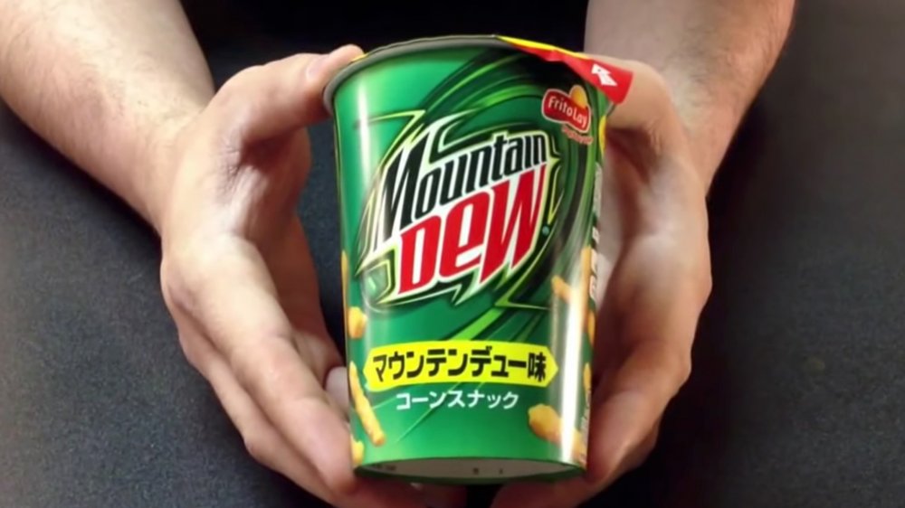 A cup of Cheetos Mountain Dew