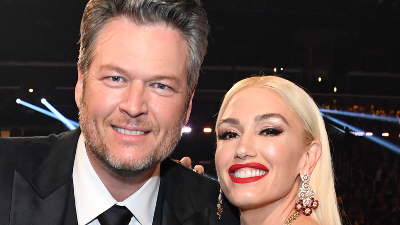 Gwen Stefani and Blake Shelton smiling