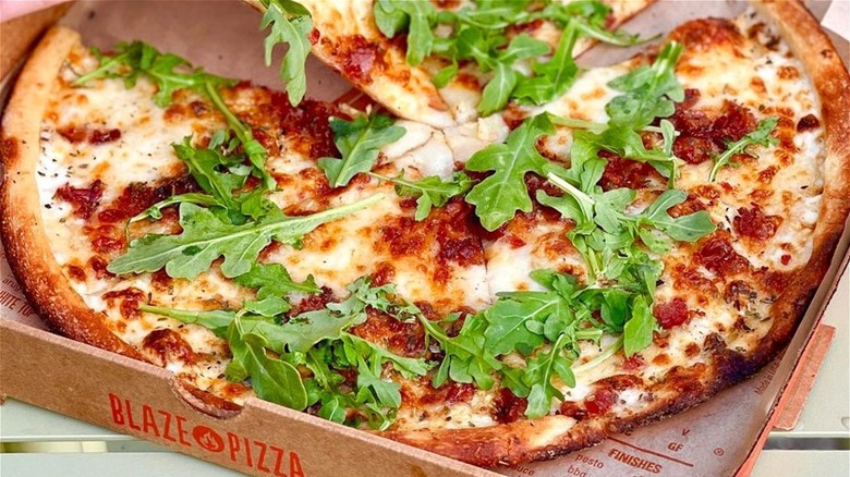blaze pizza box cheese arugula