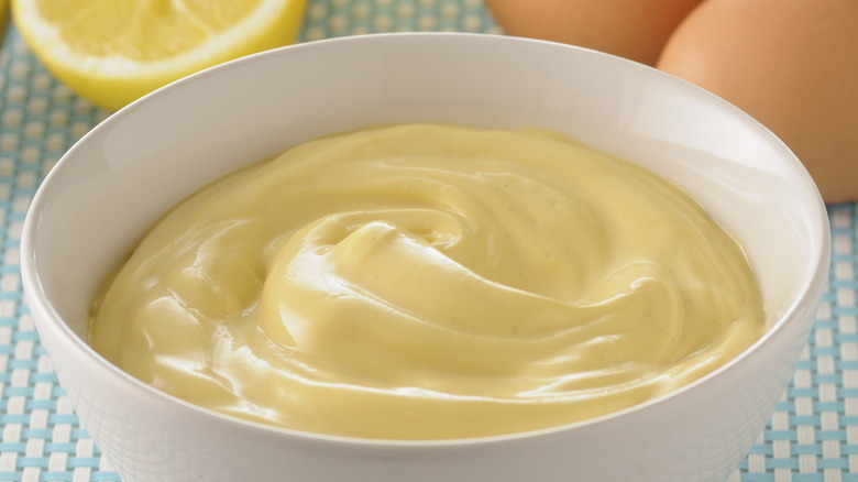 Bowl of homemade mayonnaise