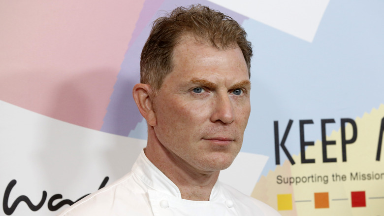 Closeup of Bobby Flay looking serious