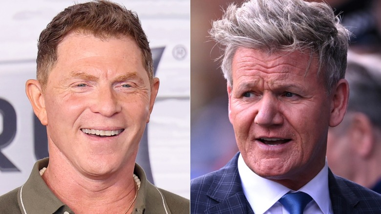 Bobby Flay and Gordon Ramsay split image 