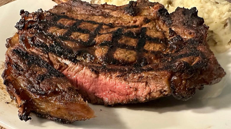 ribeye steak cut open