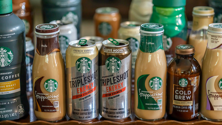 Bottled and canned Starbucks drinks