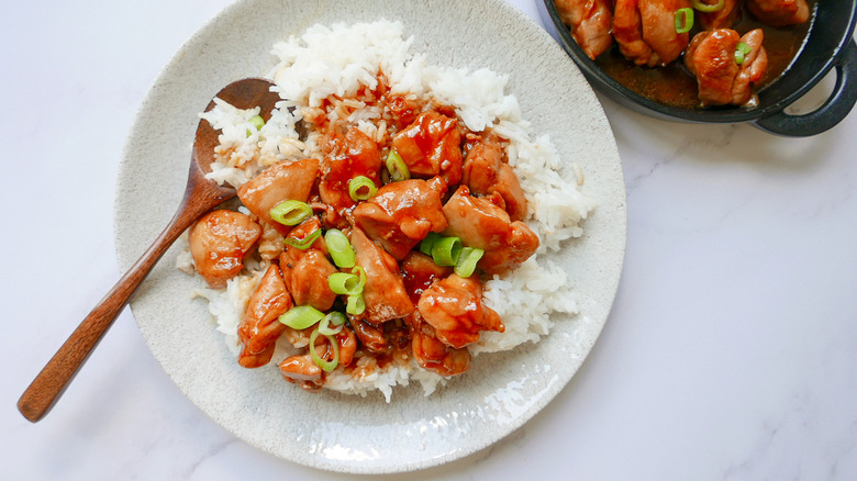 bourbon chicken on rice