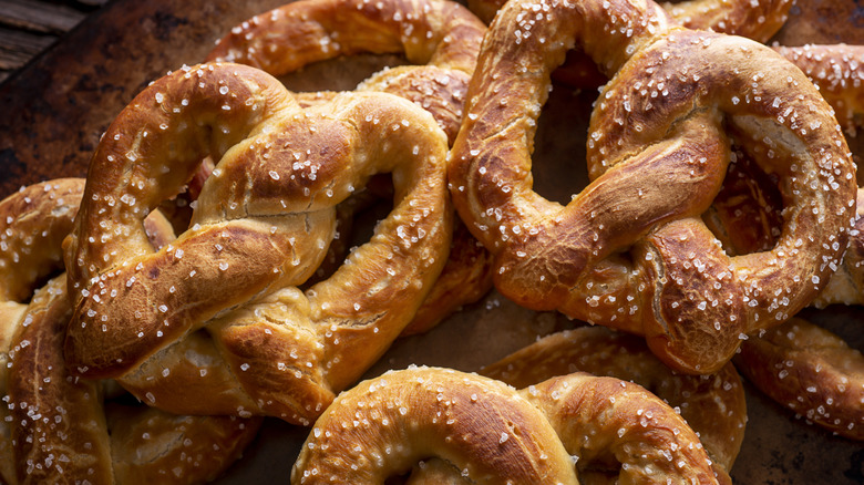 Stack of soft pretzels