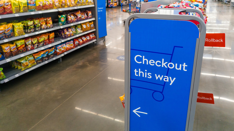 Walmart checkout direction sign in store