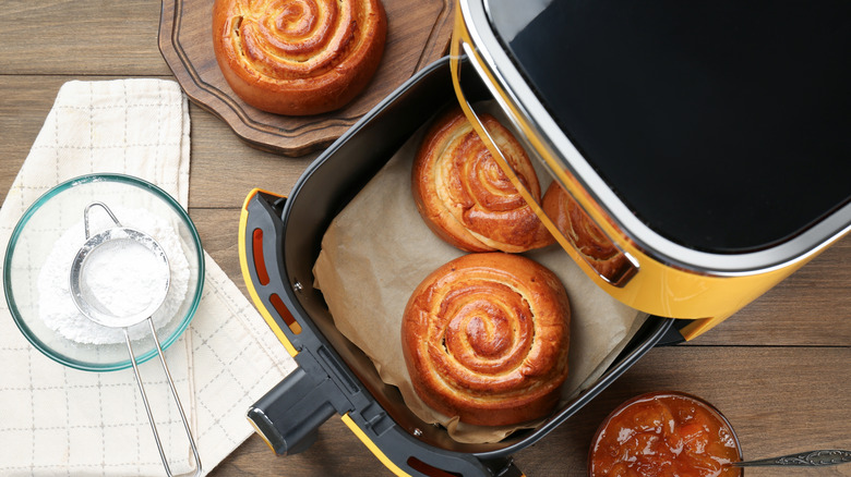 Cinnamon rolls in an air fryer