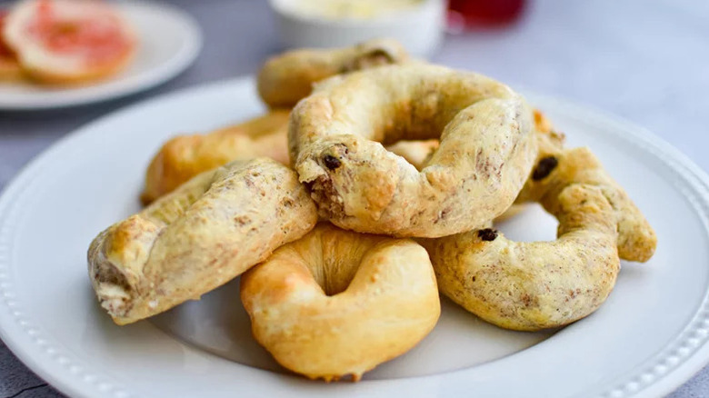 A plate of homemade mini bagels