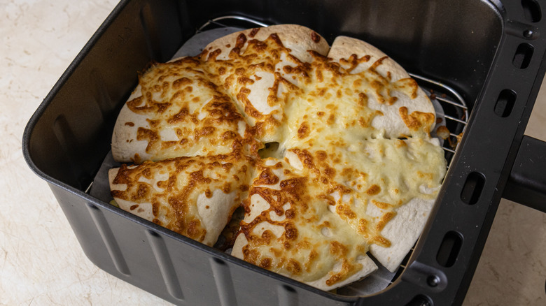 Crispy quesadilla in an air fryer