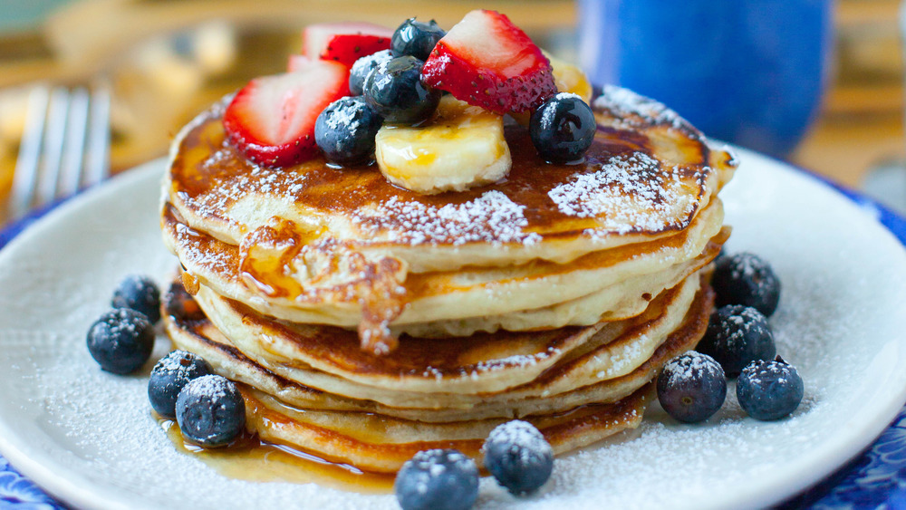 stack of pancakes with berries