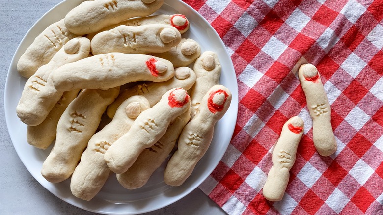 plate of witch finger cookies