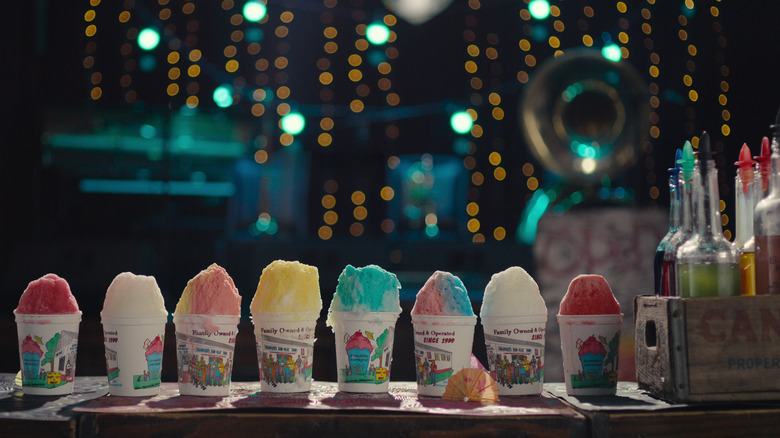 Snow cones lined up