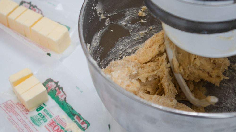 adding dough