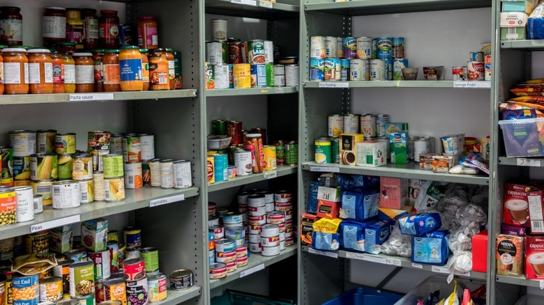 canned goods in food bank