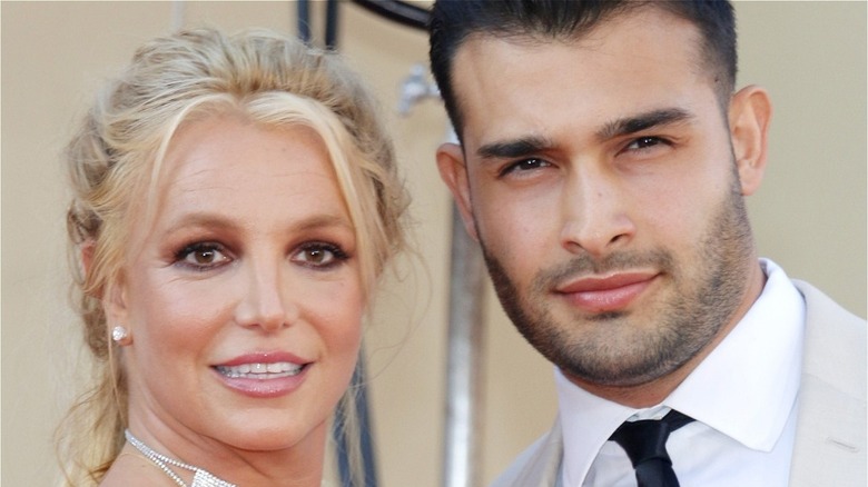 Britney Spears smiling with Sam Asghari