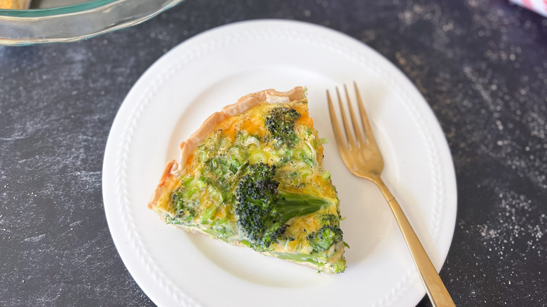 cheddar broccoli quiche slice