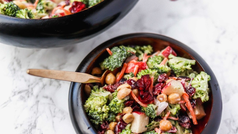 broccoli salad plated