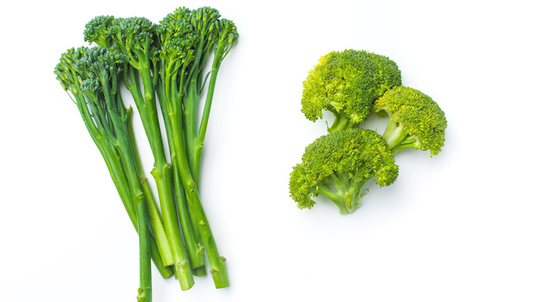 Broccolini, left, and broccoli, right