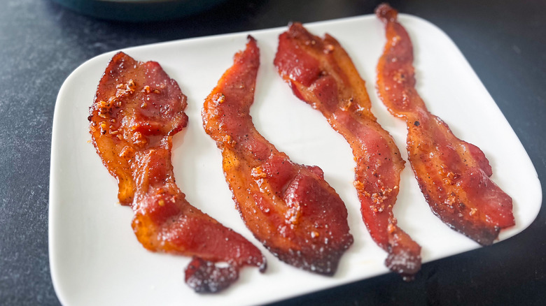 bacon strips on plate