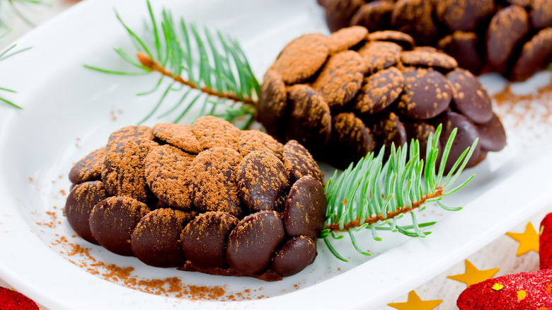 Three dessert pinecones