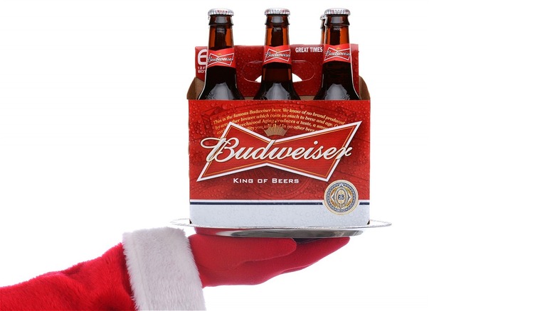 Santa holding Budweiser