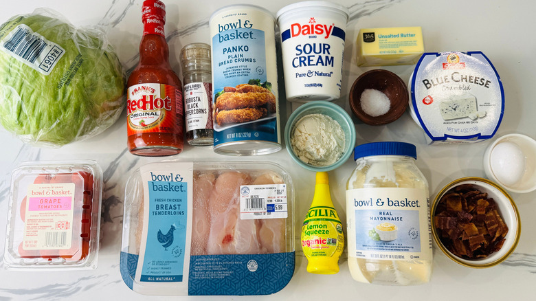 Ingredients for Buffalo chicken wedge salad