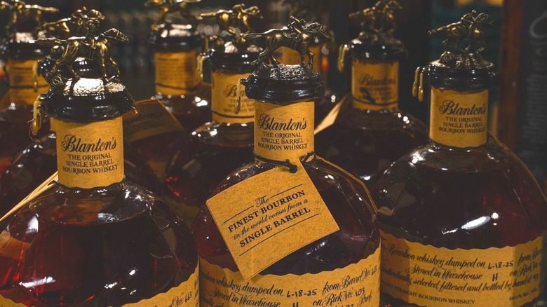 Multiple bottles of Blanton's bourbon