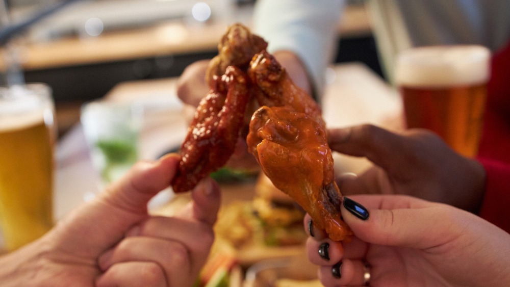 Wings with Truffalo sauce on plate