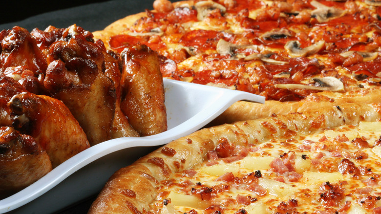 Chicken wings and pizza