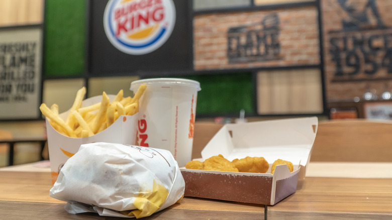 Burger King restaurant with meal on table