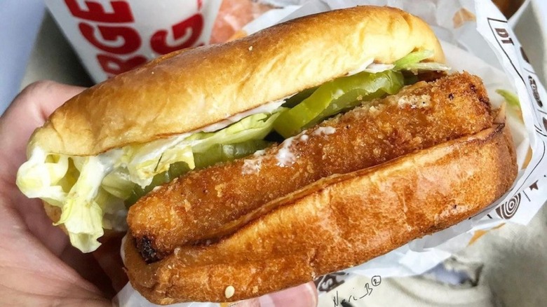 Close-up of Burger King's Big Fish Sandwich