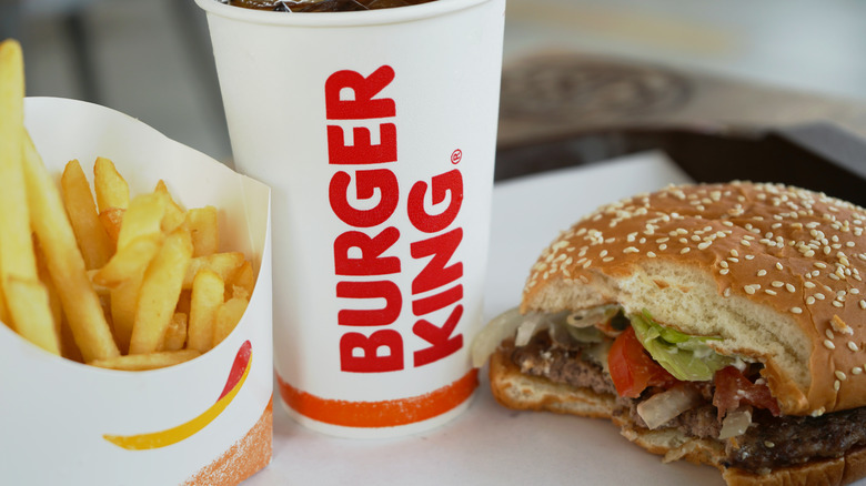 Burger king meal with drink and fries