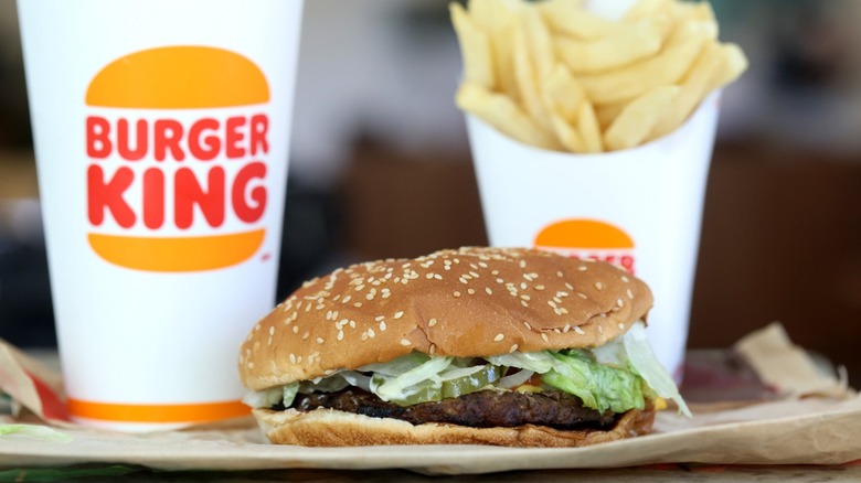 Burger King cup, sandwich, and fries