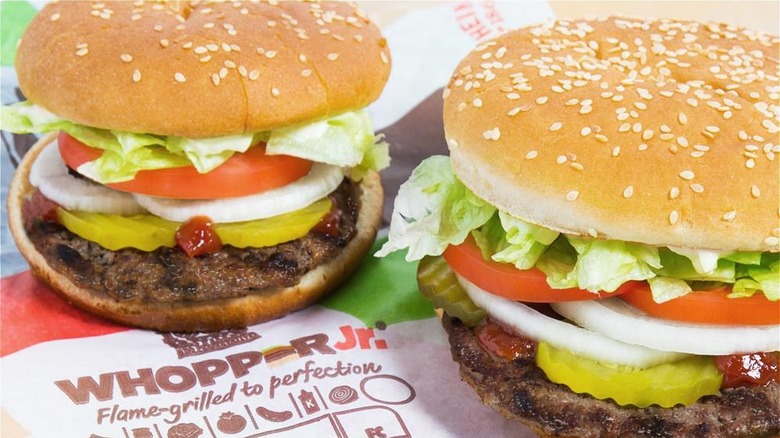 Burgers on orange background