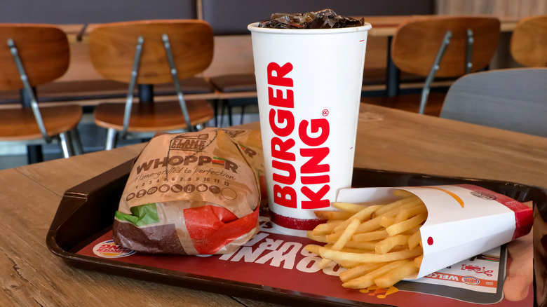 Burger King meal on a plastic tray