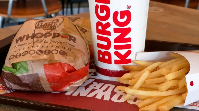Burger King whopper with drink and fries