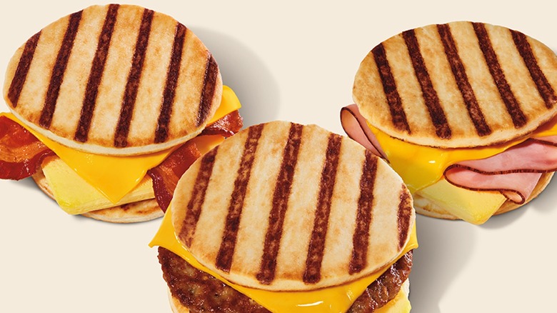 Three Burger King Grill'wich Sandwiches