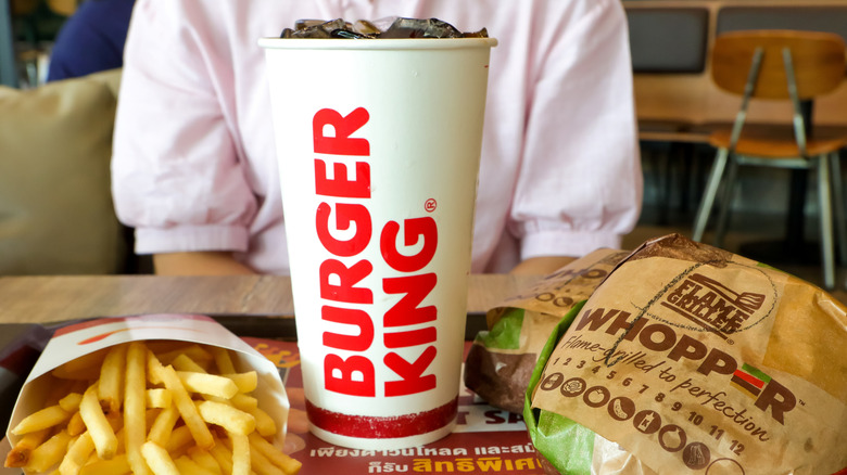 Whopper burger with fries and drink