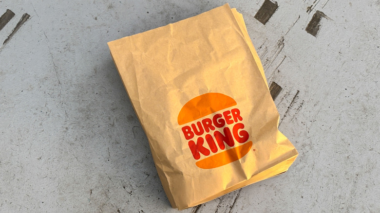 Burger King bag on gray background
