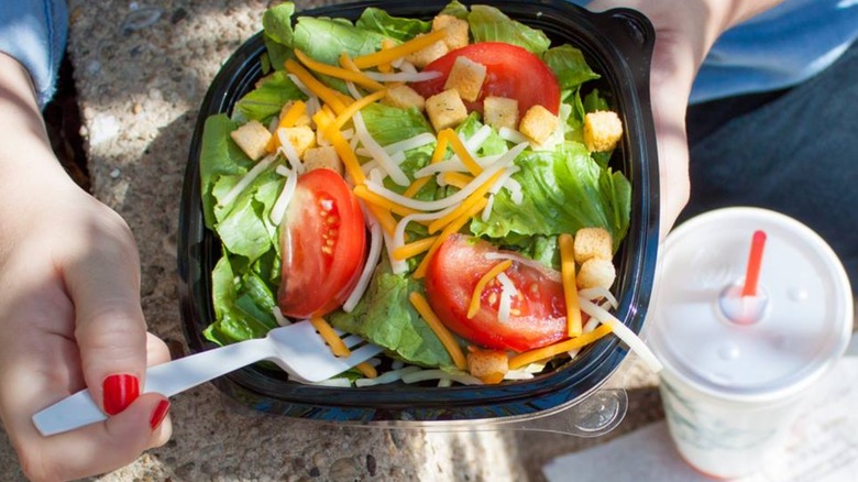 burger king salad and drink