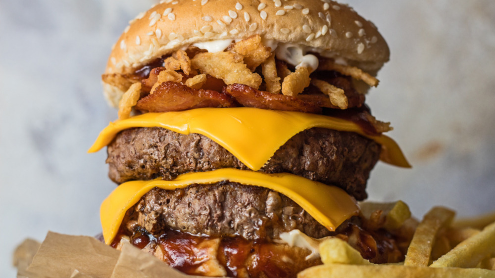 A Burger King Steakhouse King copycat burger served with fries