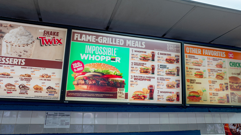 Burger King menu