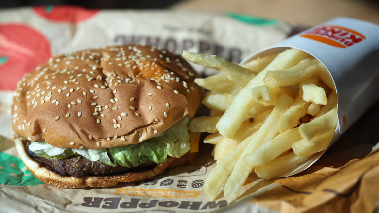 Whopper next to fries