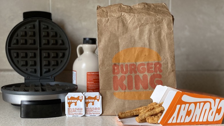 BK food displayed with waffle accoutrements