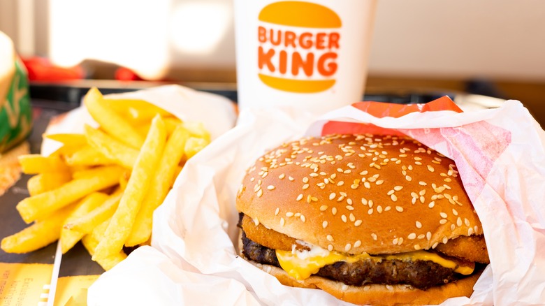 Burger King drink, fries, and burger