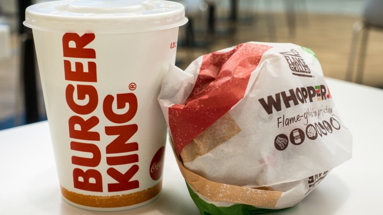 Burger King burger, whopper, and drink