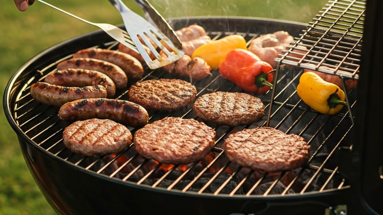 Burger patties on grill