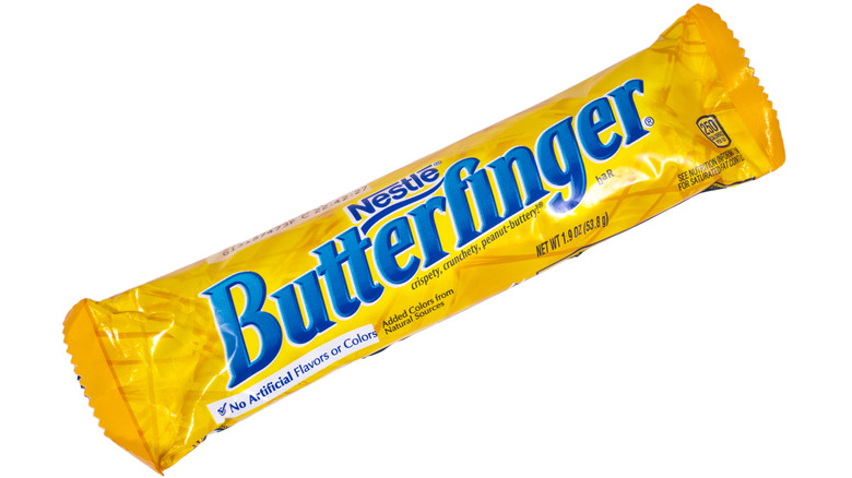 Butterfinger candy bar on white background